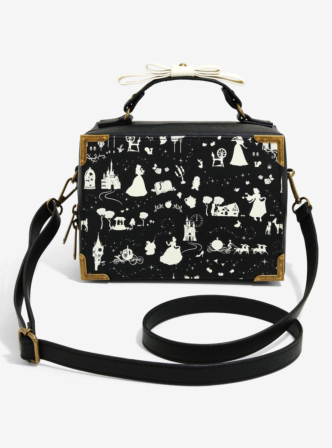 Loungefly Disney Princess Black and White Multi Princess Box Crossbody Bag