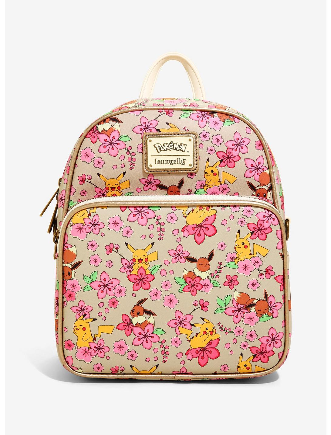 Loungefly Pokémon Pikachu & Eevee Floral Convertible Mini Backpack, , hi-res