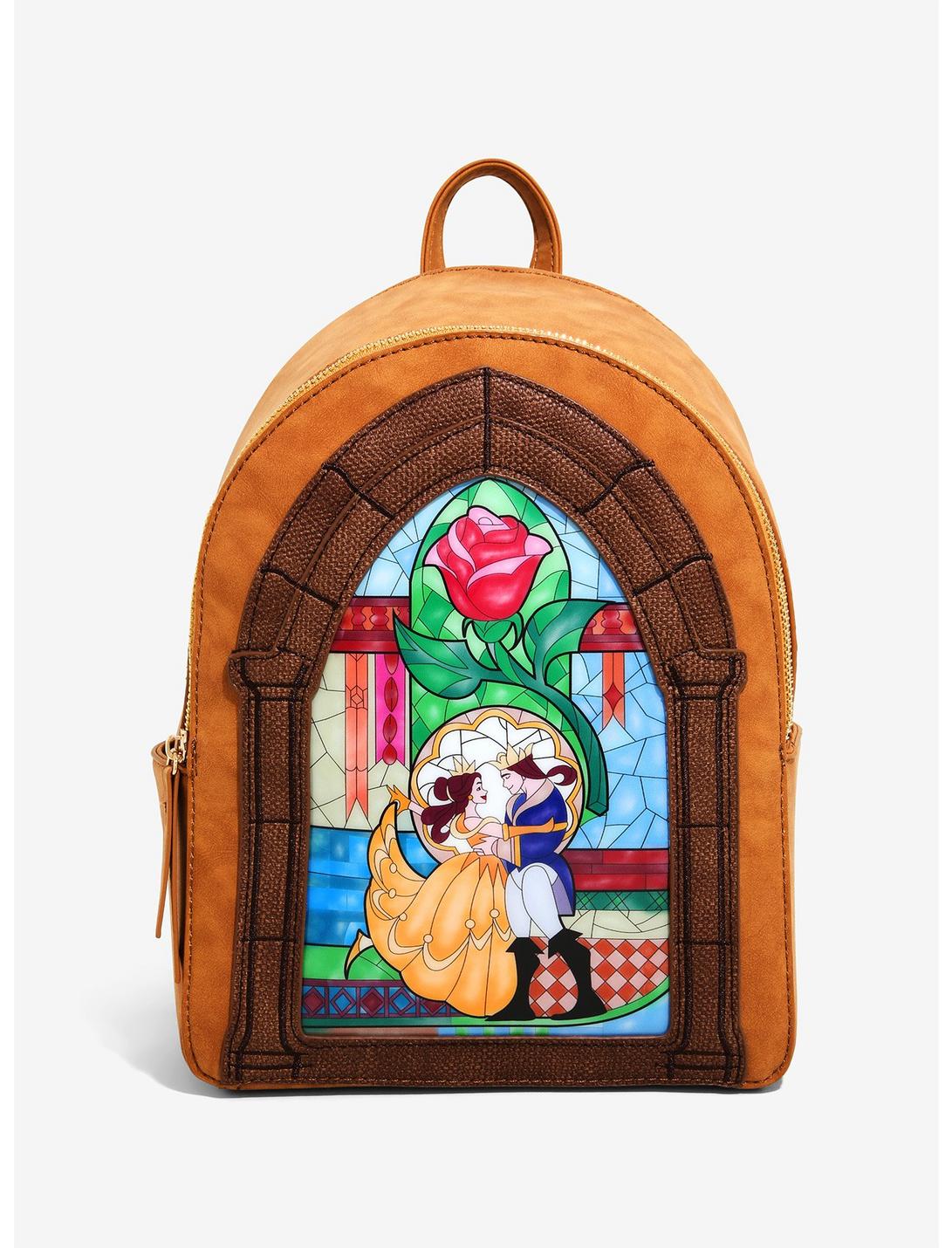 Plus Size Danielle Nicole Disney Beauty and the Beast Stained Glass Arch Mini Backpack - BoxLunch Exclusive, , hi-res