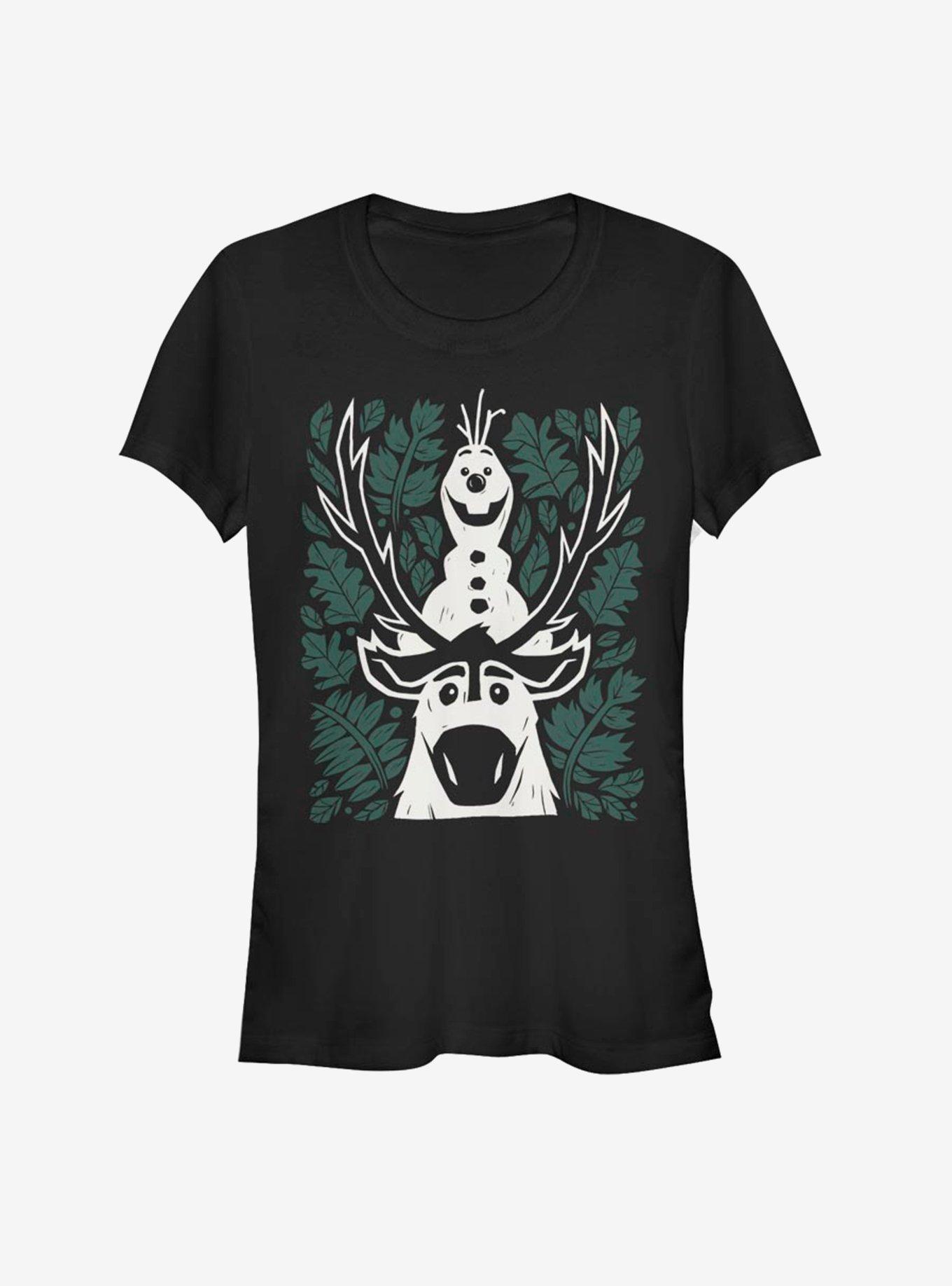 Frozen 2 Olaf Sven Leaves Girls T-Shirt, BLACK, hi-res