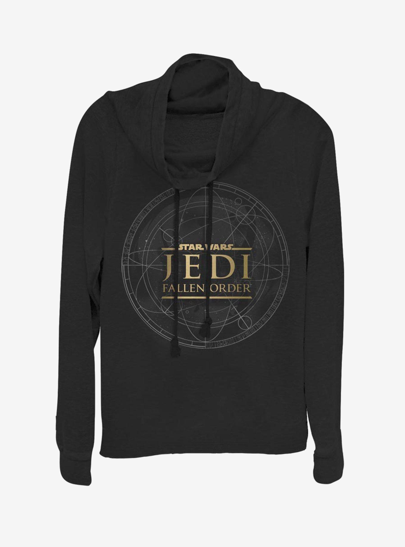 Star Wars Jedi: Fallen Order Jedi Map Cowl Neck Long-Sleeve Girls Top, BLACK, hi-res