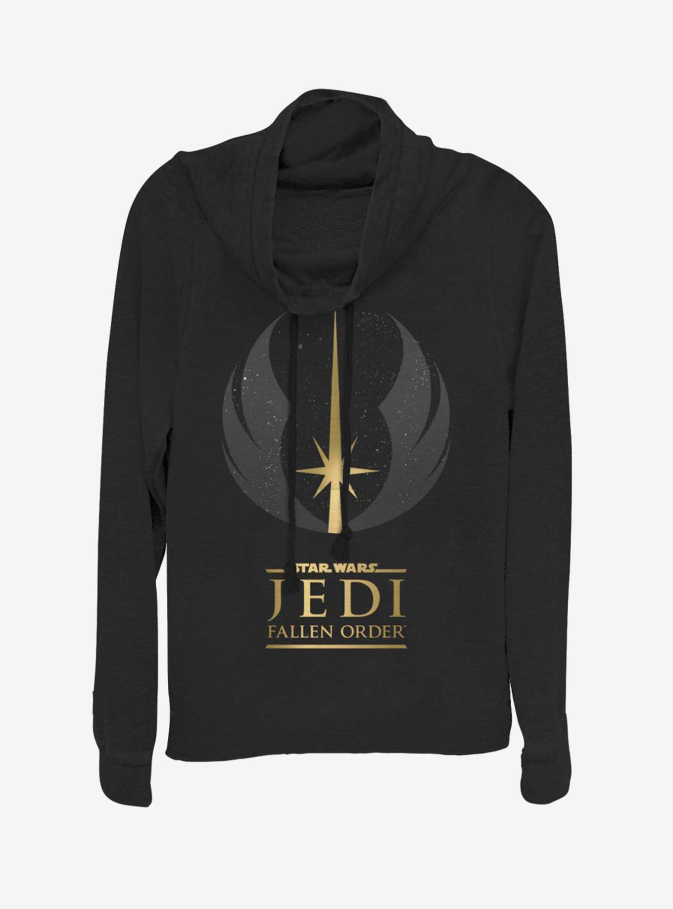 Star Wars Jedi: Fallen Order Jedi Symbol Fallen Order Cowl Neck Long-Sleeve Girls Top, BLACK, hi-res