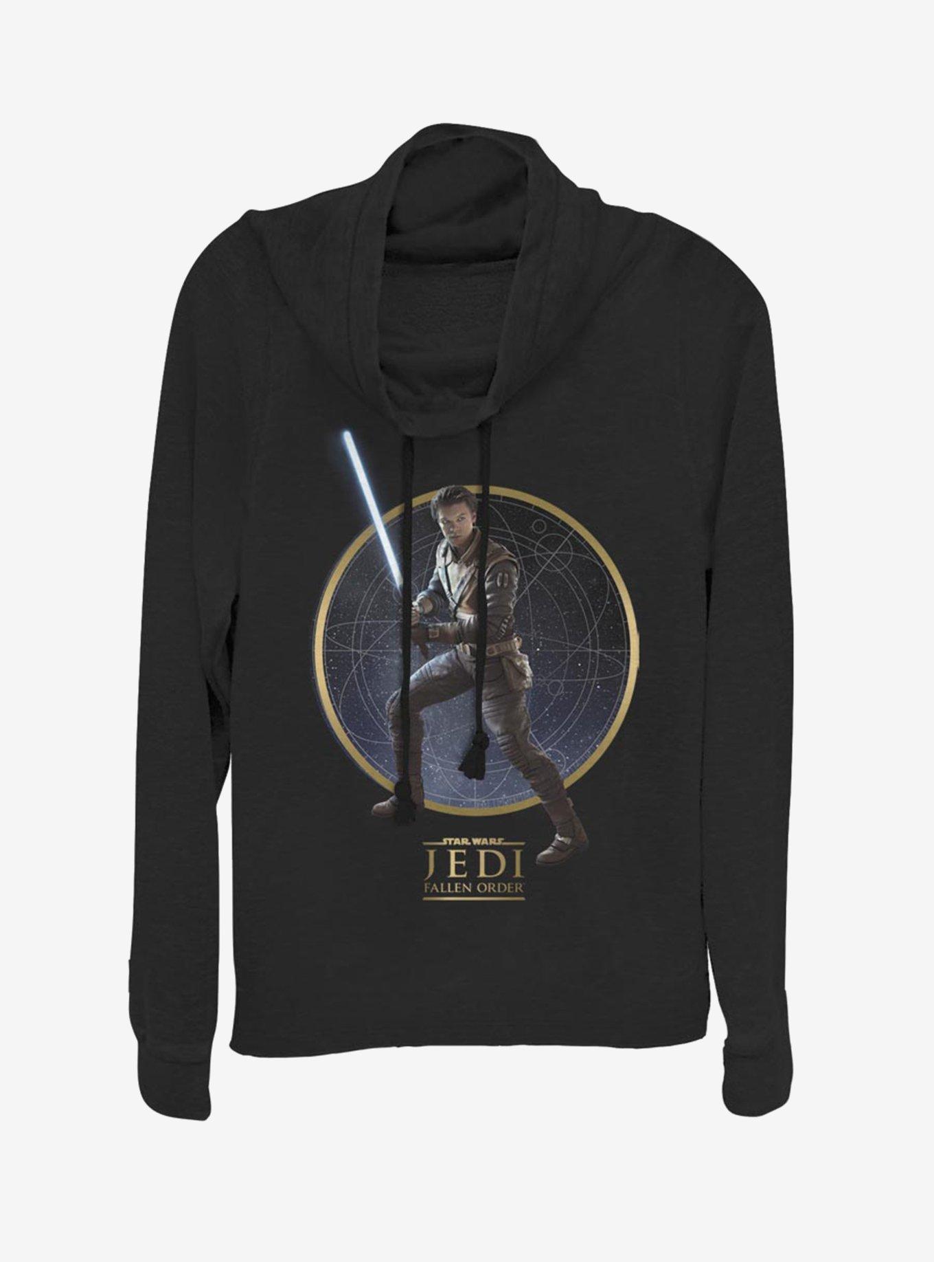 Star Wars Jedi: Fallen Order Kal Fallen Order Cowl Neck Long-Sleeve Girls Top, BLACK, hi-res