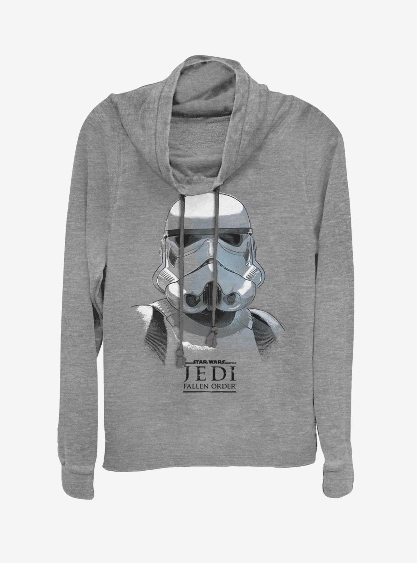 Star Wars Jedi: Fallen Order Trooper Mask Cowl Neck Long-Sleeve Girls Top, GRAY HTR, hi-res