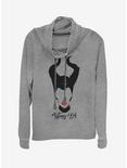 Disney Maleficent: Mistress of Evil Red Lips Cowl Neck Long-Sleeve Girls Top, GRAY HTR, hi-res