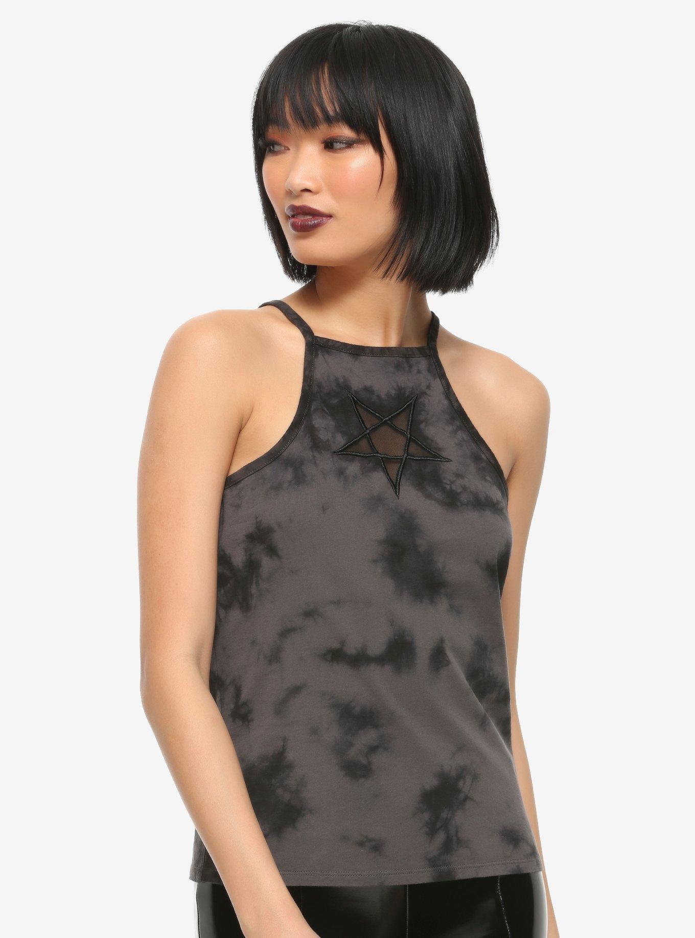 Star Mesh Tie-Dye Girls Tank Top, TIE DYE - GREY, hi-res