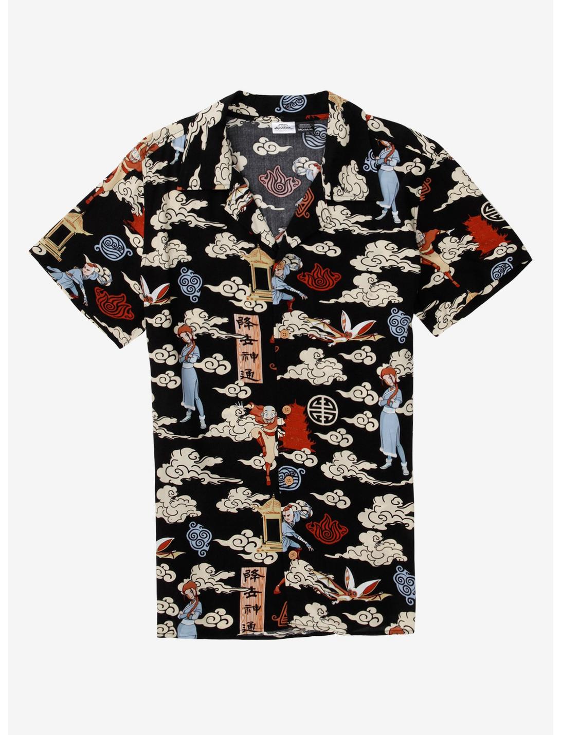 Avatar: The Last Airbender Clouds Woven Button-Up, BLACK, hi-res