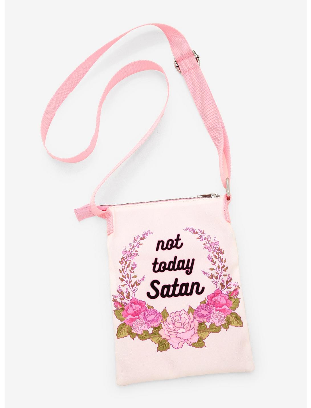Not Today Satan Floral Passport Crossbody Bag, , hi-res