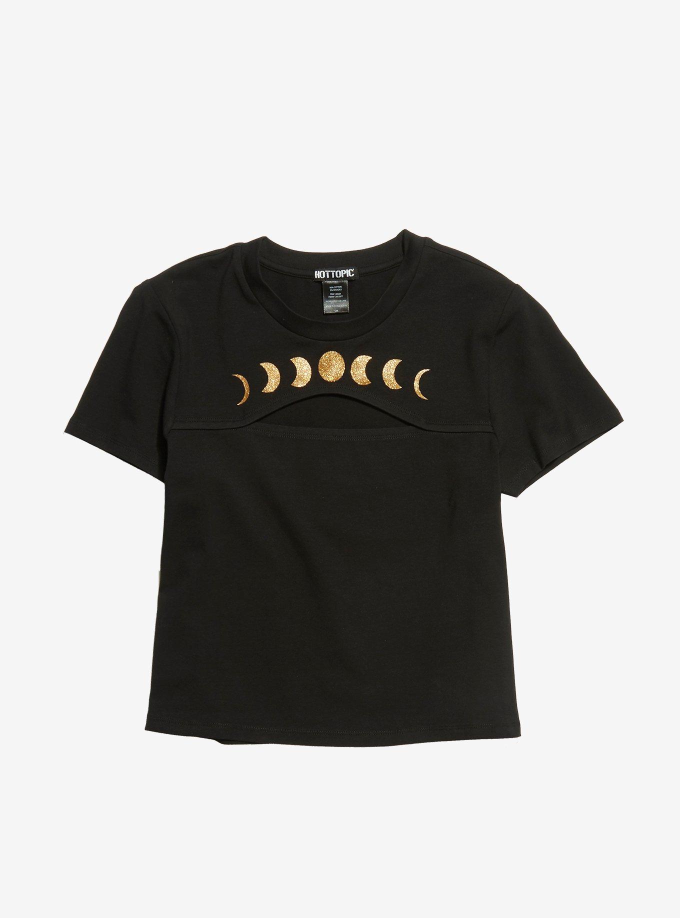 Moon Phases Cutout Girls Crop T-Shirt, MULTI, hi-res