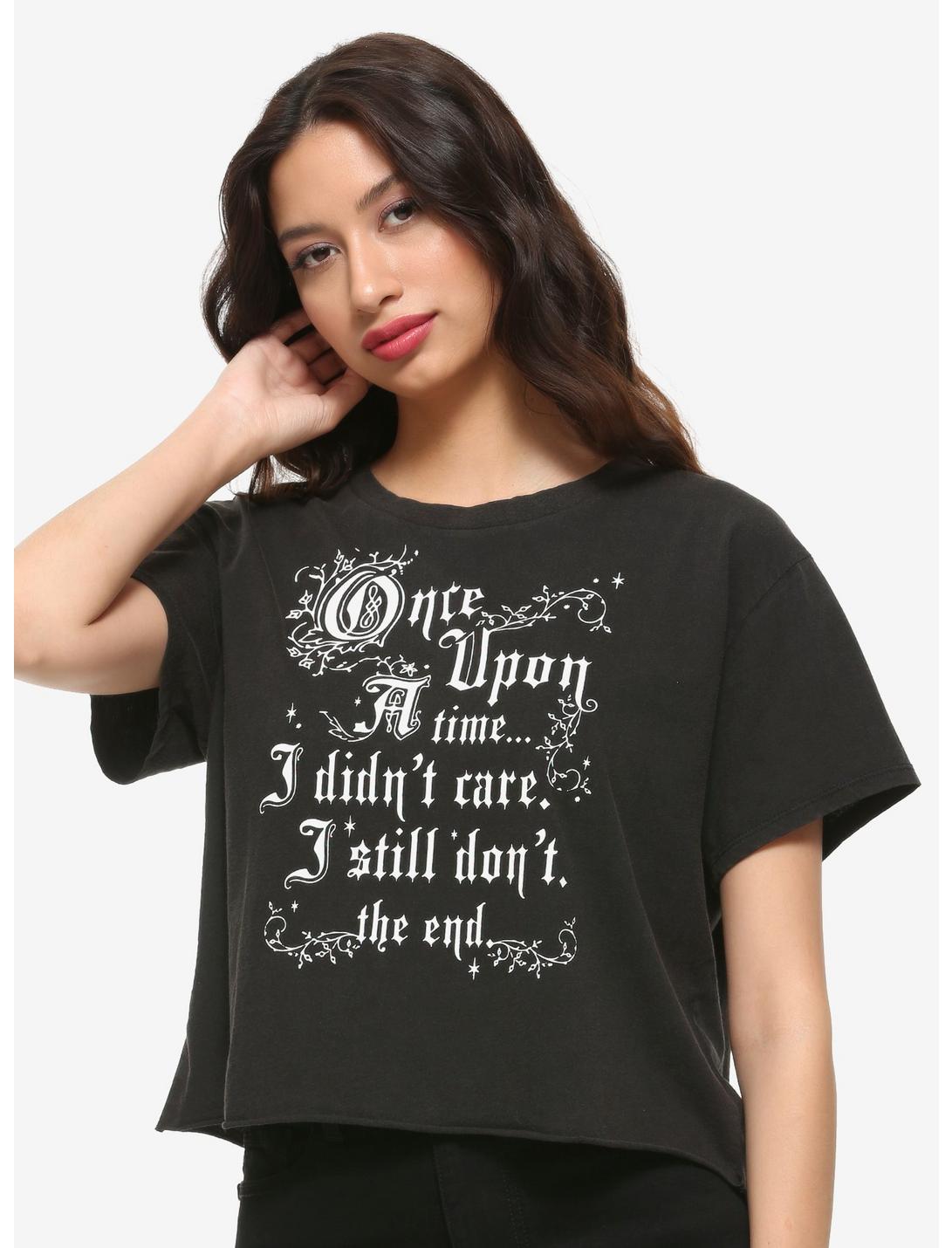 Once Upon A Time I Didn’t Care Girls Oversized Crop T-Shirt, WHITE, hi-res