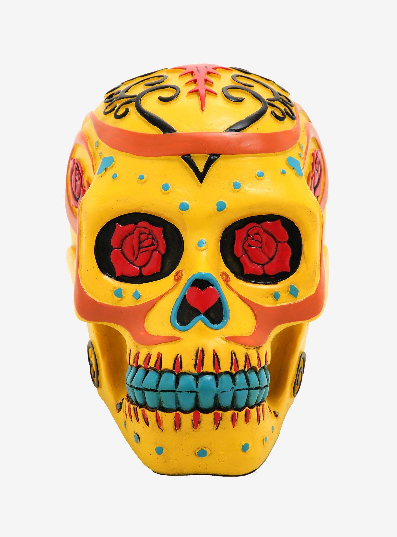 Yellow Sugar Skull Figurine, , hi-res