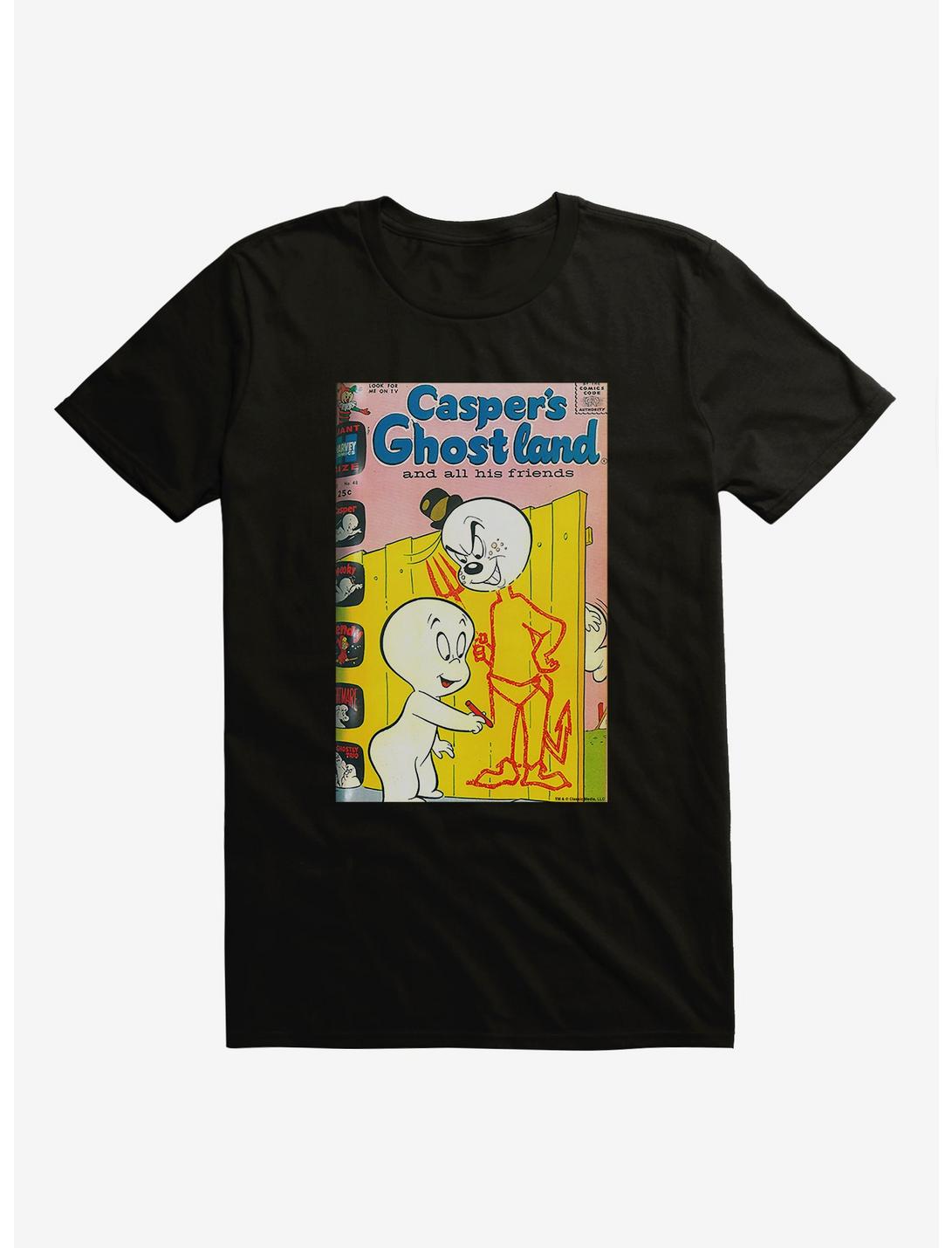 Casper The Friendly Ghost Ghostland And Friends Fence Art T-Shirt, BLACK, hi-res