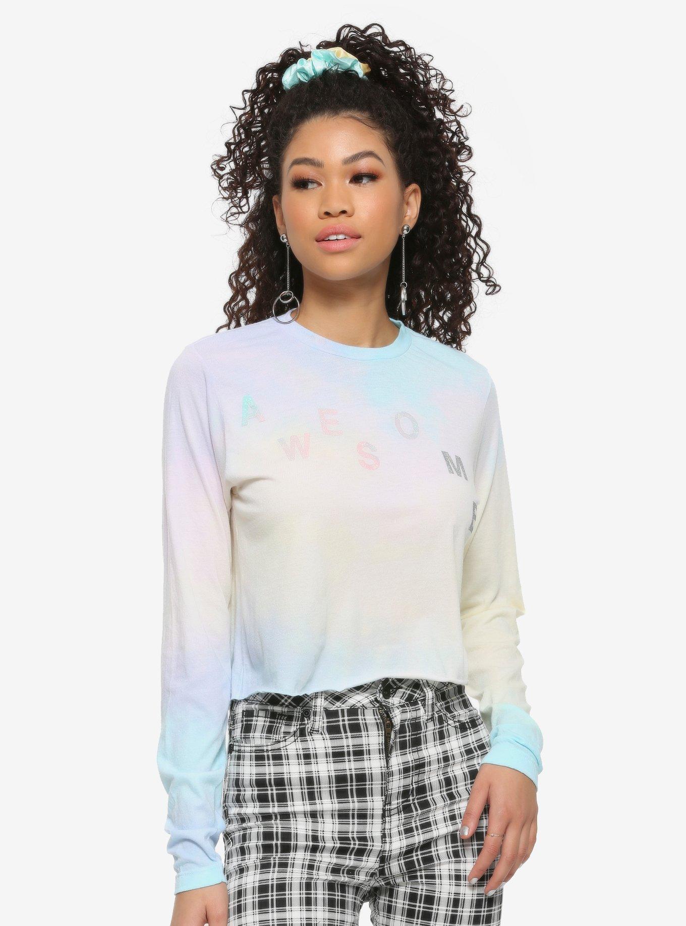 Taylor Swift Me! Pastel Tie-Dye Girls Crop Long-Sleeve T-Shirt, MULTI, hi-res