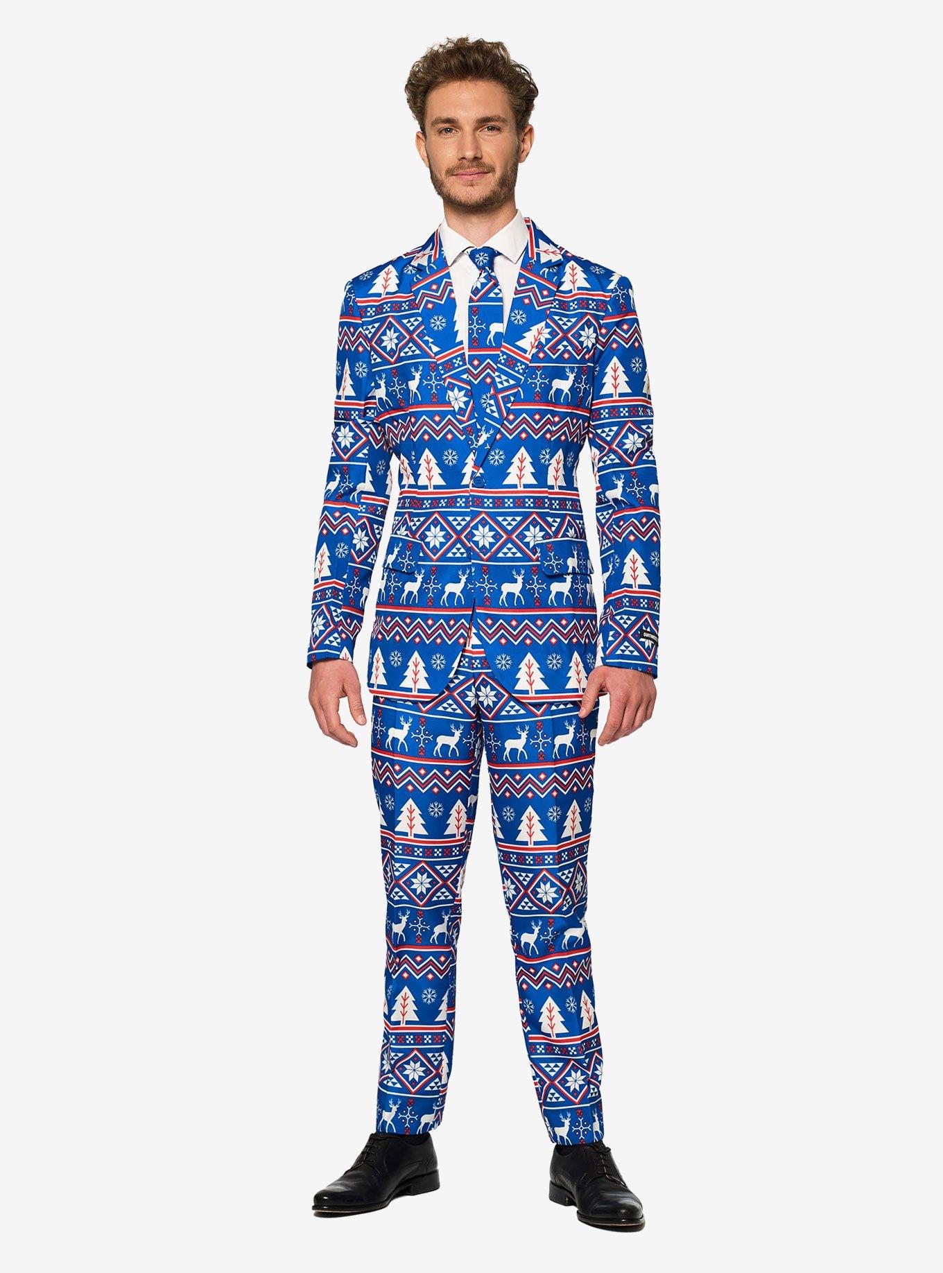 Suitmeister Men's Christmas Blue Nordic Christmas Suit