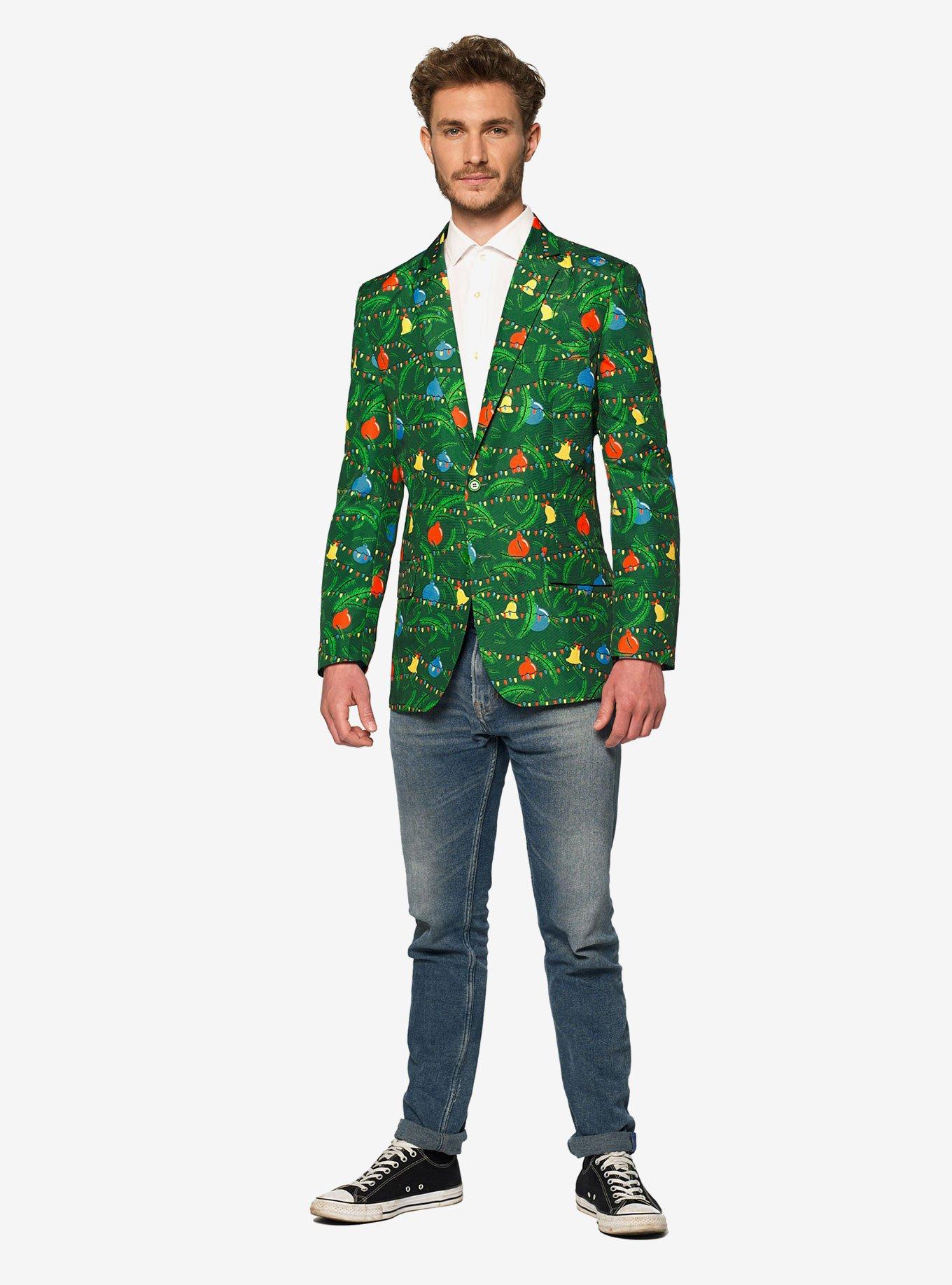 Suitmeister Men's Christmas Green Tree Christmas Light Up Blazer, , hi-res