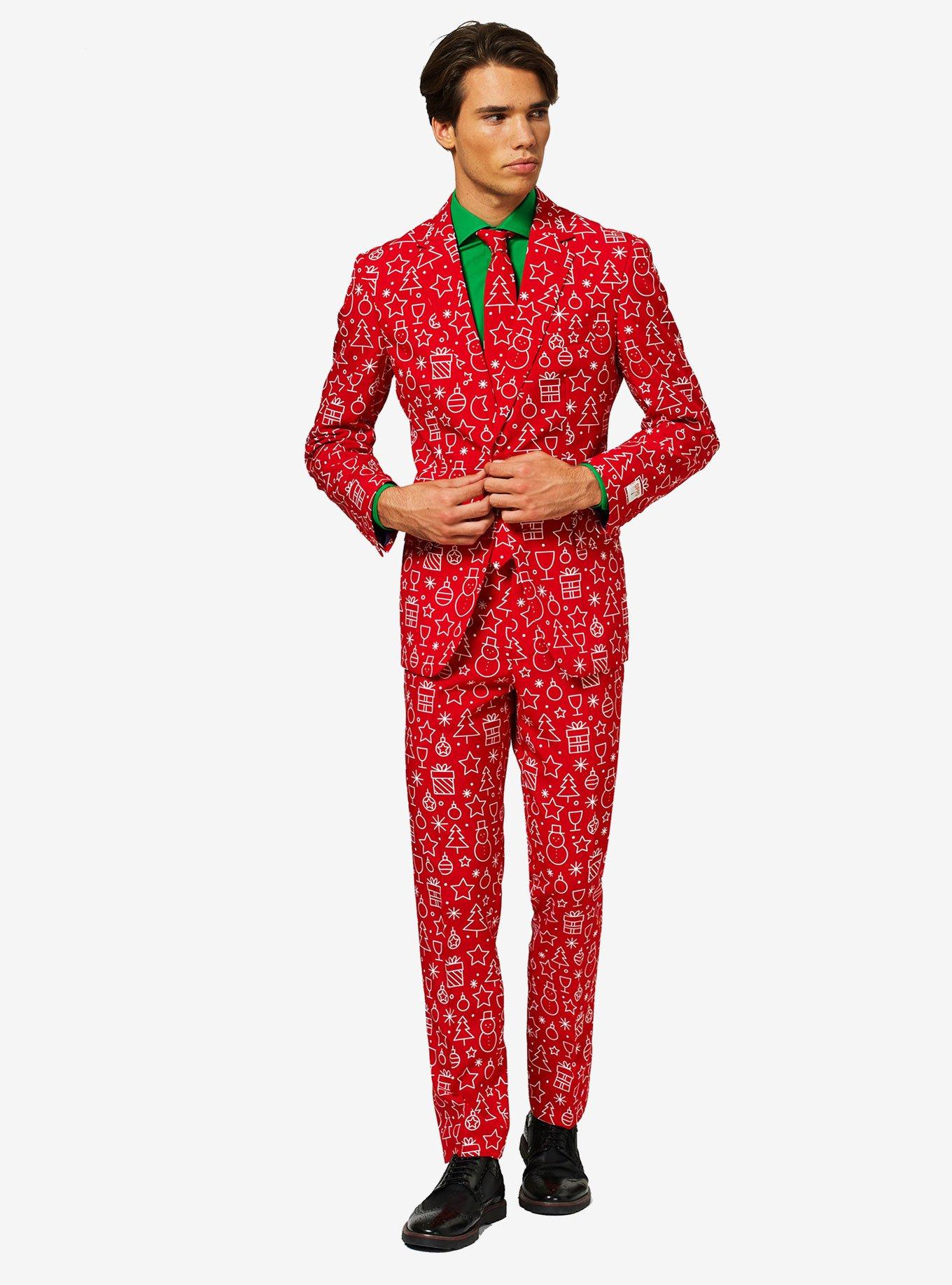 OppoSuits Men's Iconicool Christmas Suit, RED, hi-res