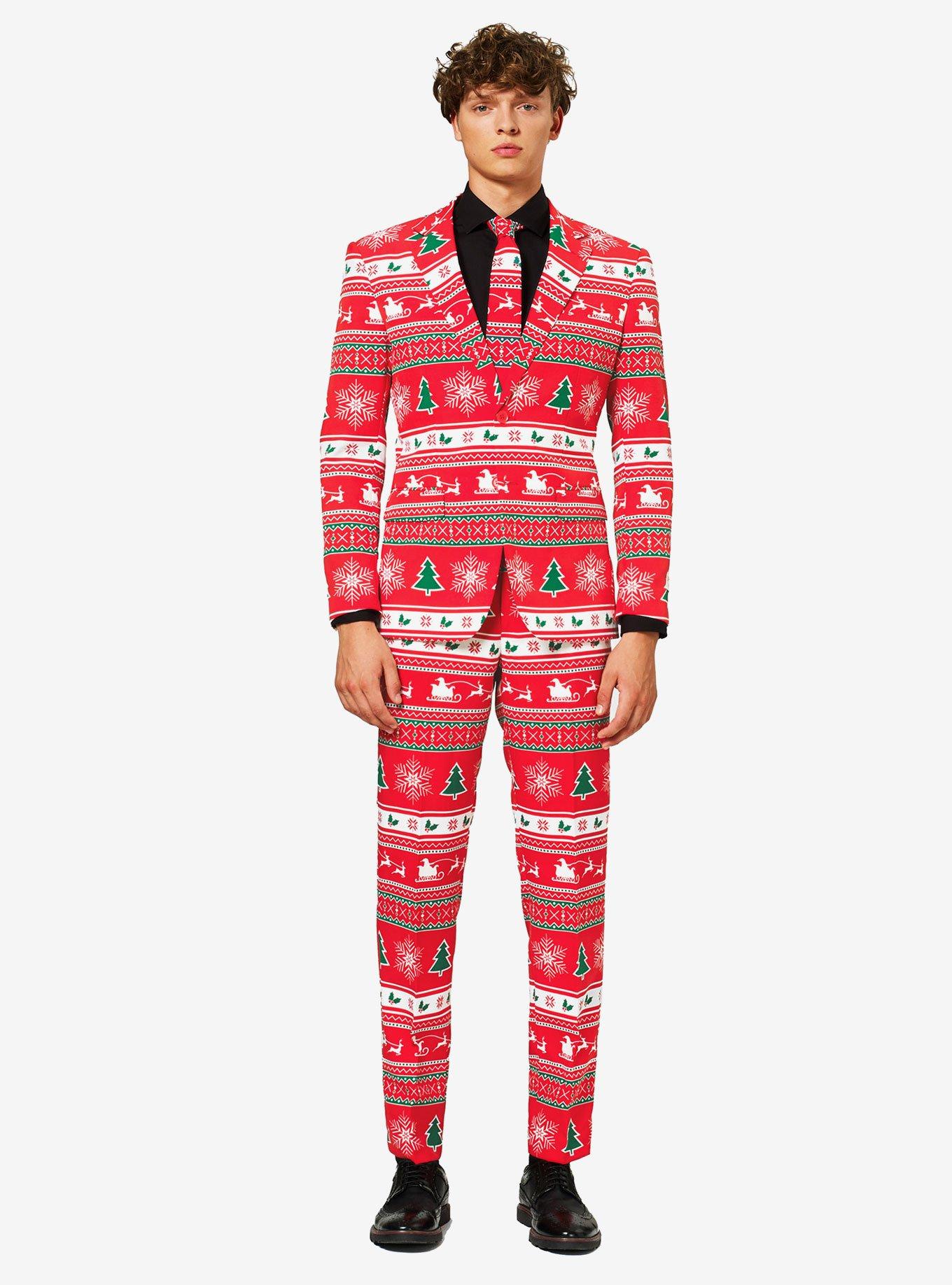 OppoSuits Men's Winter Wonderland Christmas Suit, RED, hi-res