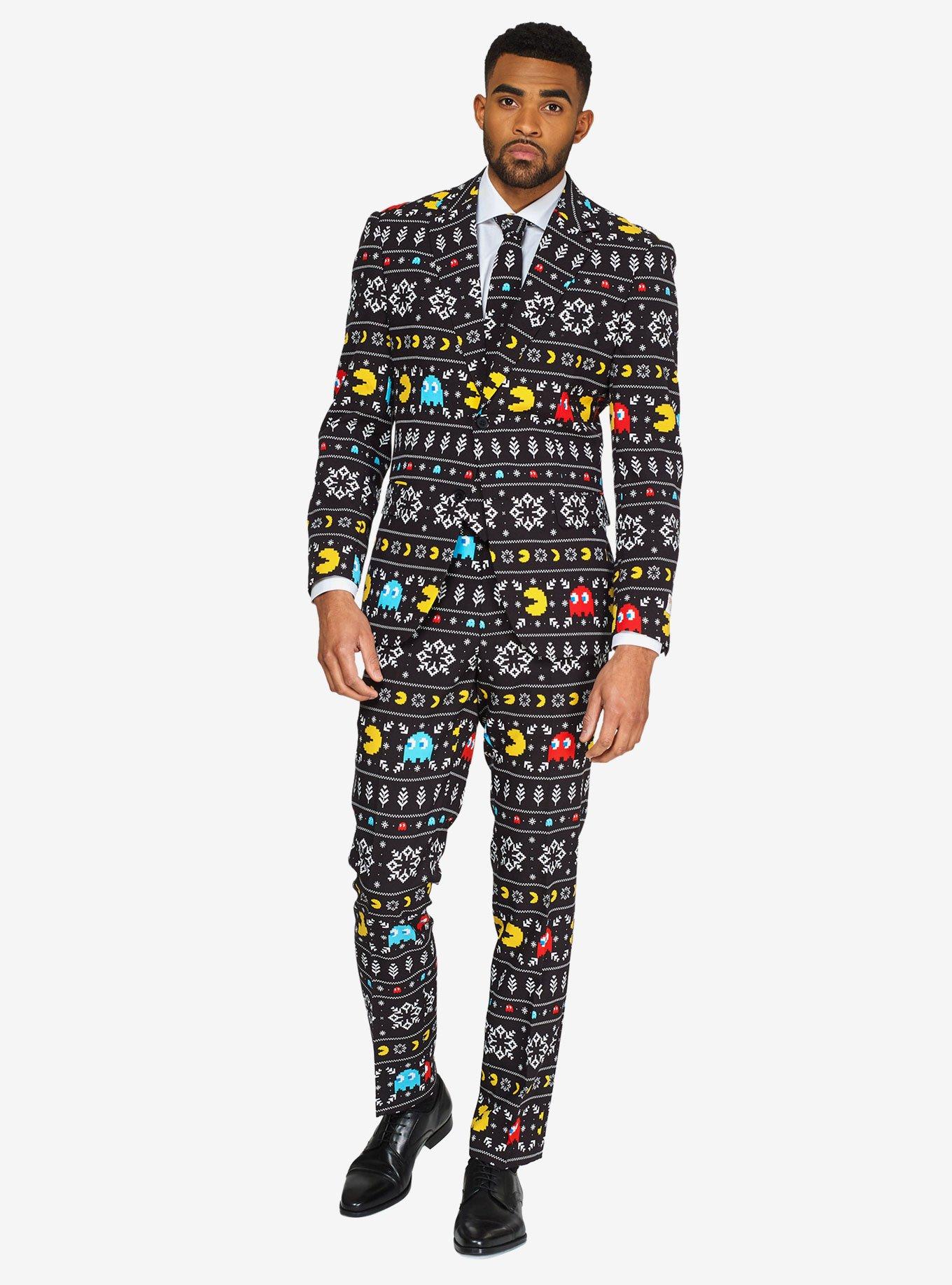 Pac-Man Men's Winter Licensed Christmas Suit, BLACK, hi-res