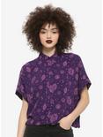 Purple Celestial Hamsa Girls Crop Button-Up, , hi-res