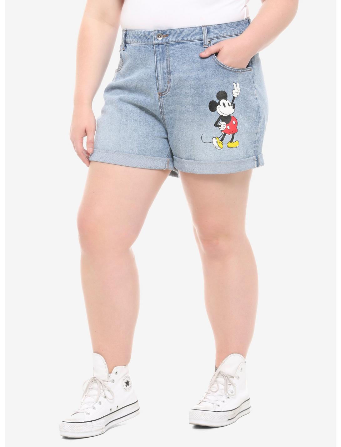 Disney Mickey Mouse Indigo Mom Shorts Plus Size, INDIGO, hi-res