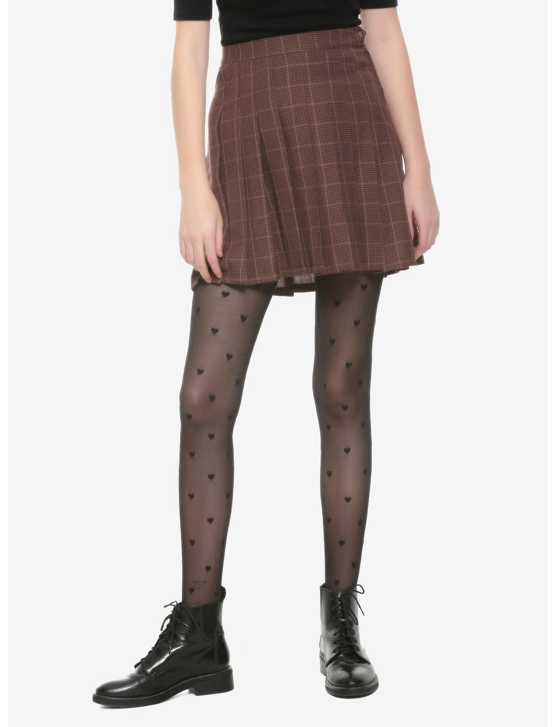 Brown Plaid Skirt, PLAID - BROWN, hi-res