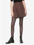 Brown Plaid Skirt, PLAID - BROWN, hi-res
