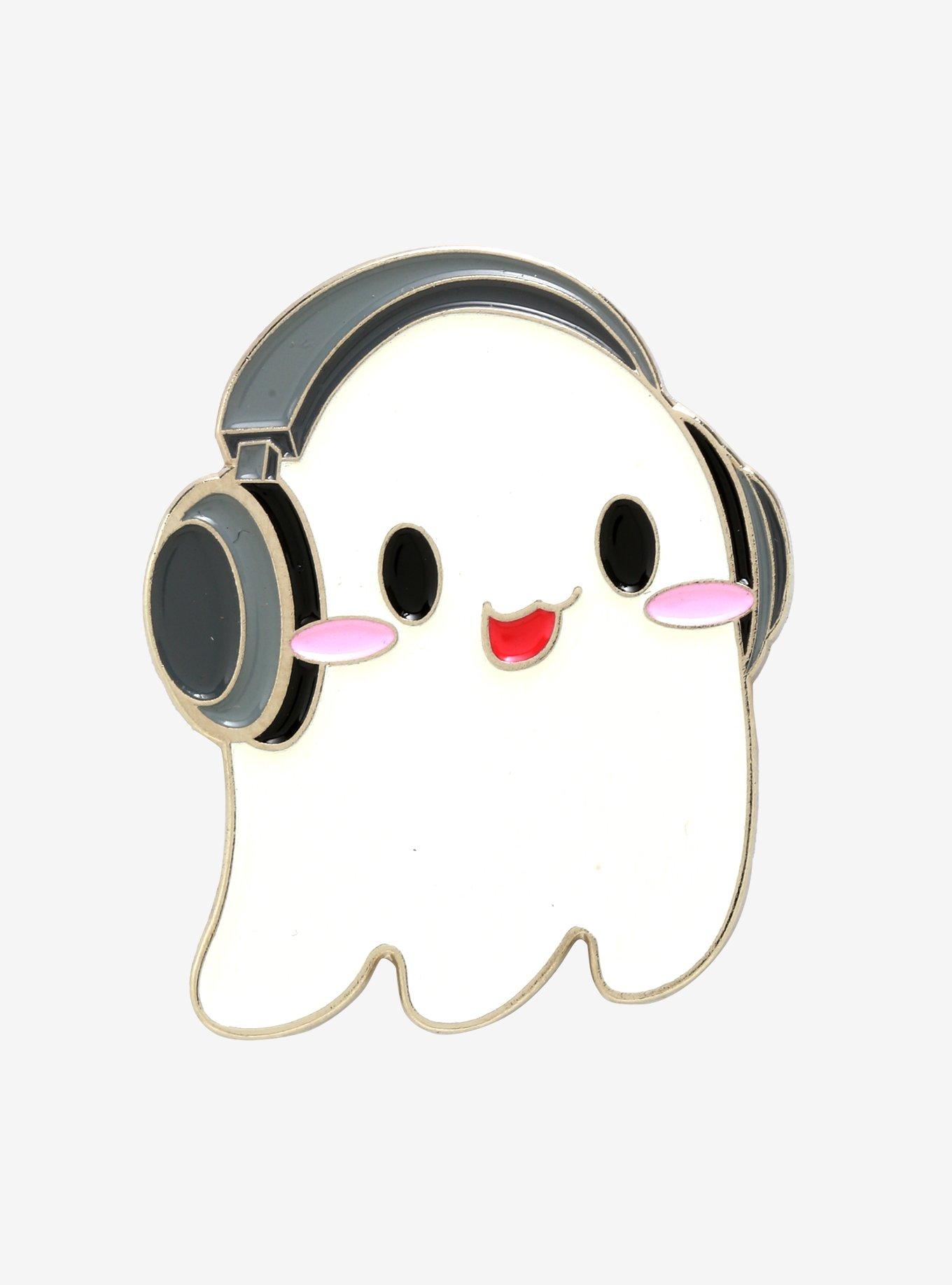 Headphones Ghost Enamel Pin, , hi-res