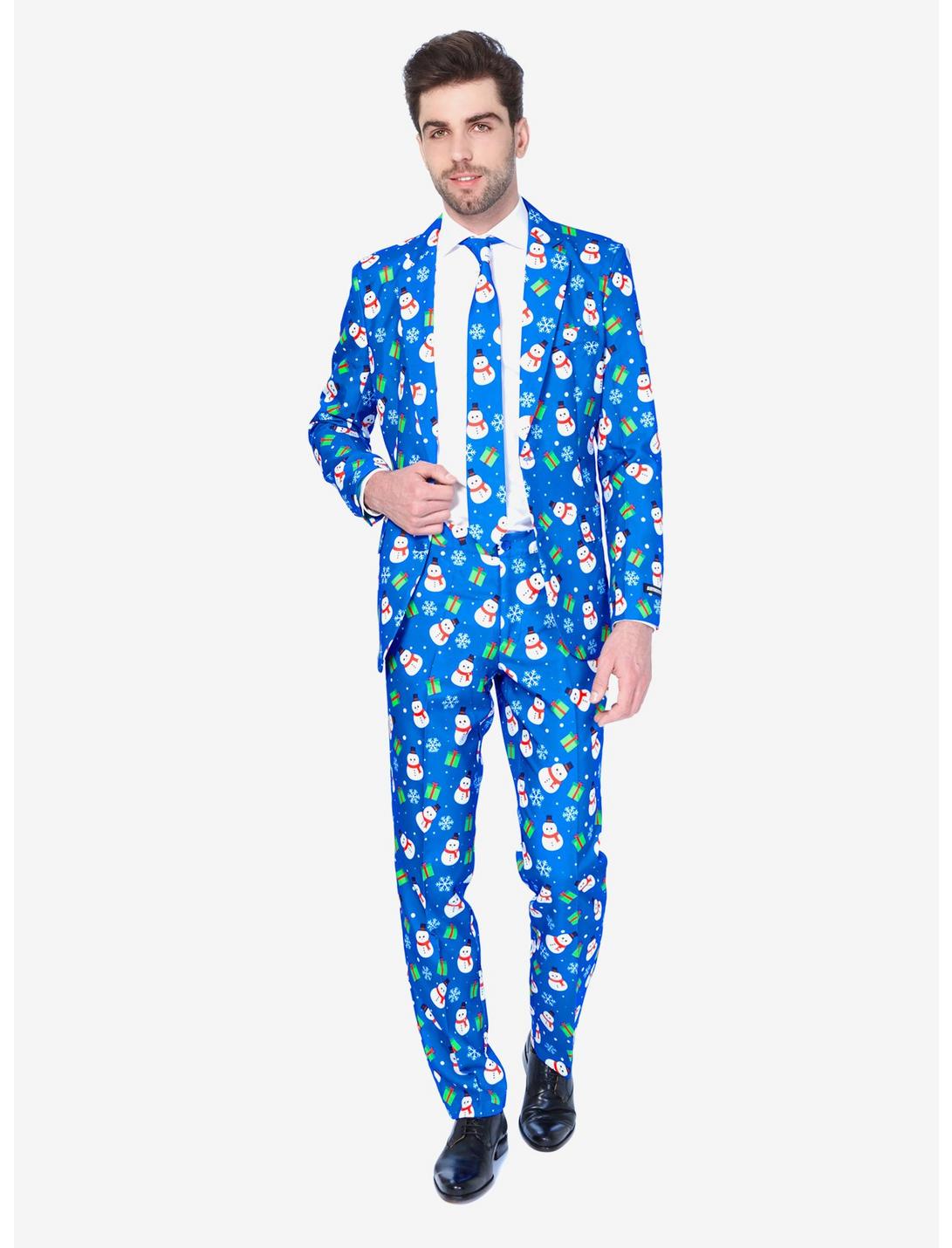 Suitmeister Men's Christmas Blue Snowman Christmas Suit, BLUE, hi-res