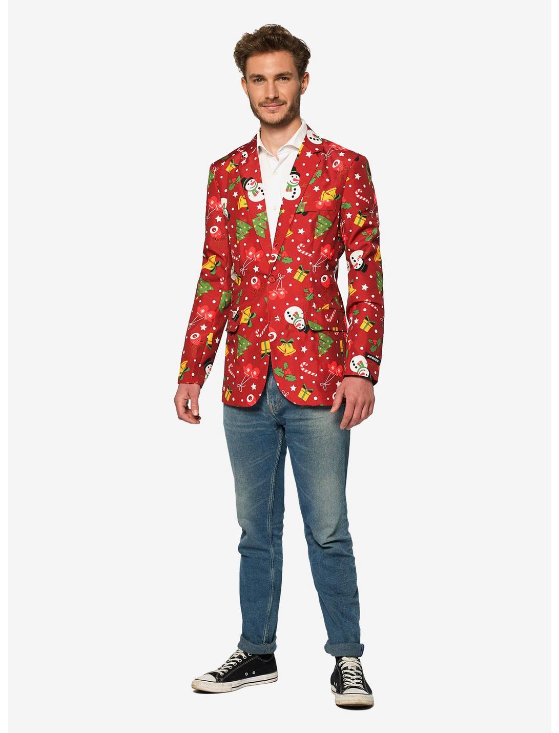Suitmeister Men's Christmas Red Icons Christmas Light Up Blazer, RED, hi-res