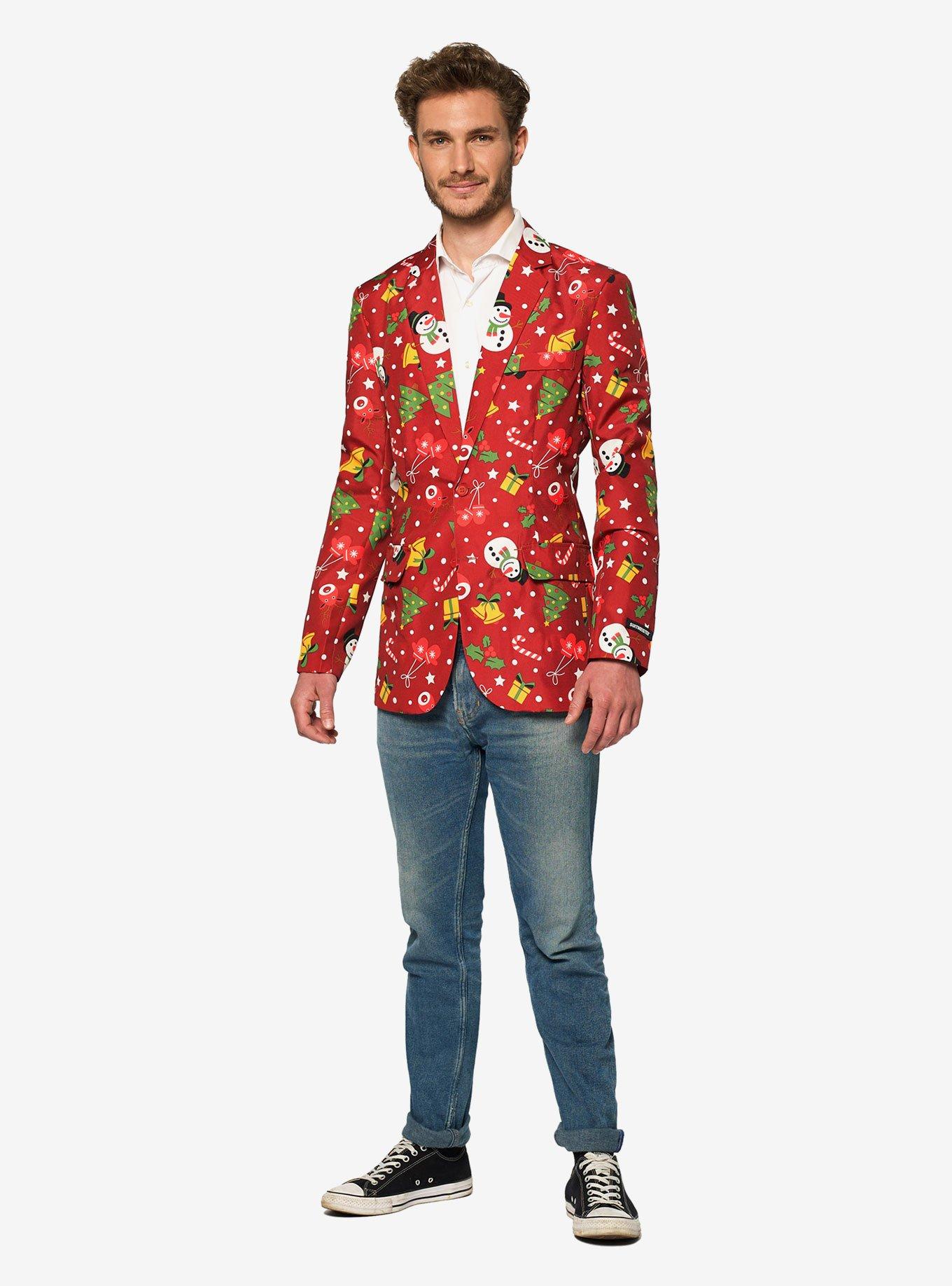 Suitmeister Men's Christmas Red Icons Christmas Light Up Blazer, , hi-res