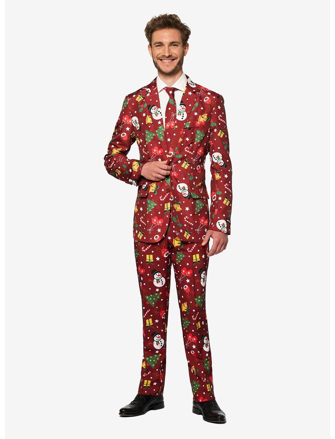 Suitmeister Men's Christmas Red Icons Christmas Light Up Suit, RED, hi-res