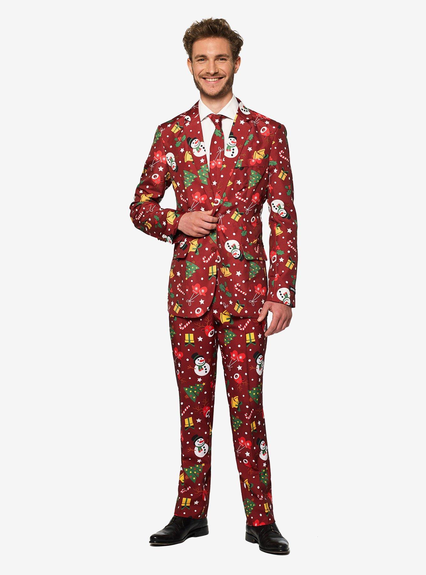 Suitmeister Men's Christmas Red Icons Christmas Light Up Suit, , hi-res