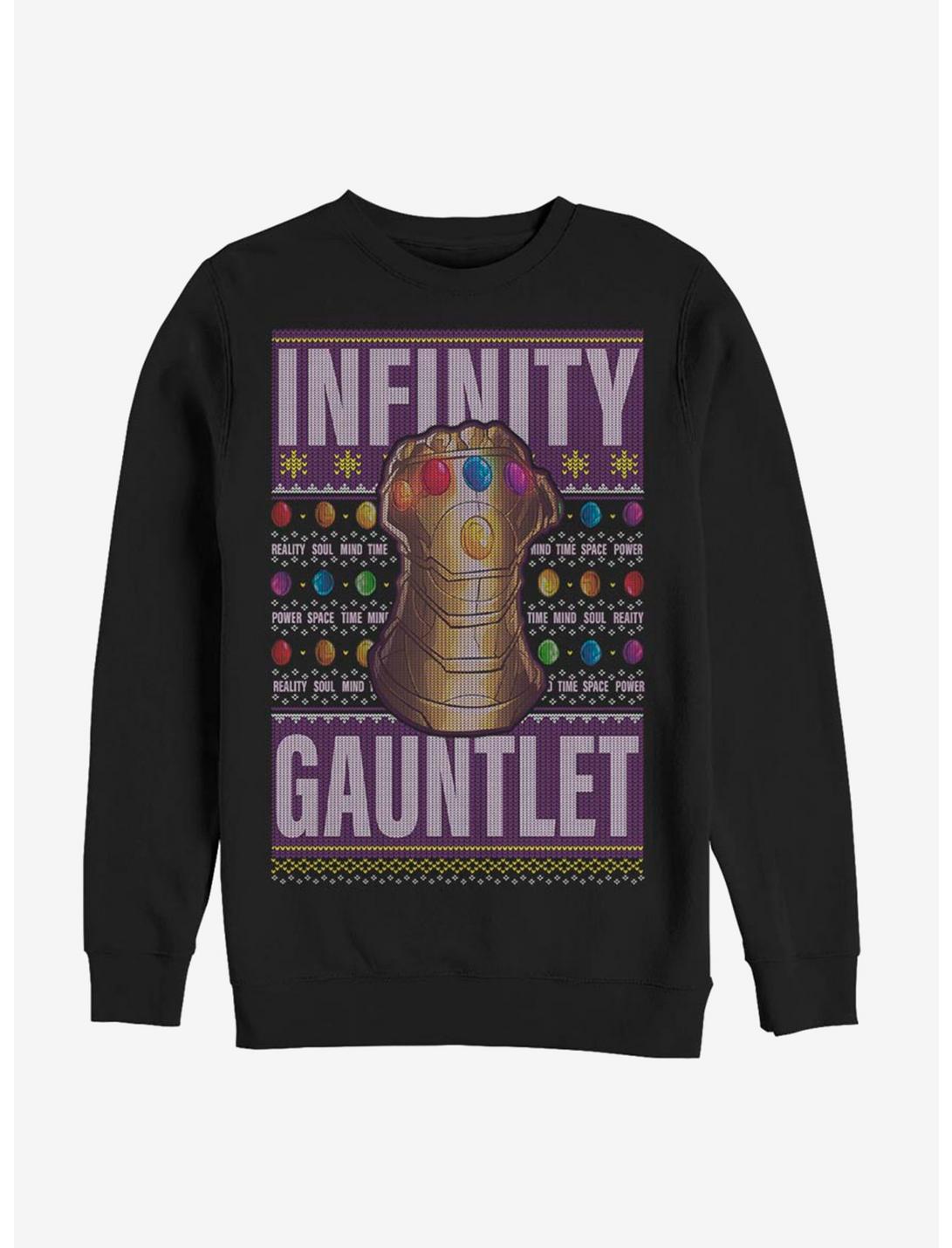 Marvel Avengers Gauntlet Christmas Pattern Sweatshirt, BLACK, hi-res