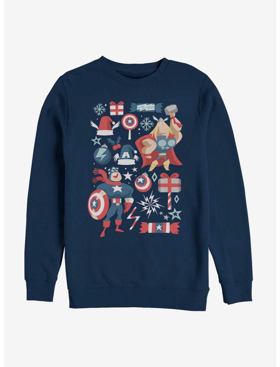 Marvel Avengers Holiday Mashup Sweatshirt, NAVY, hi-res