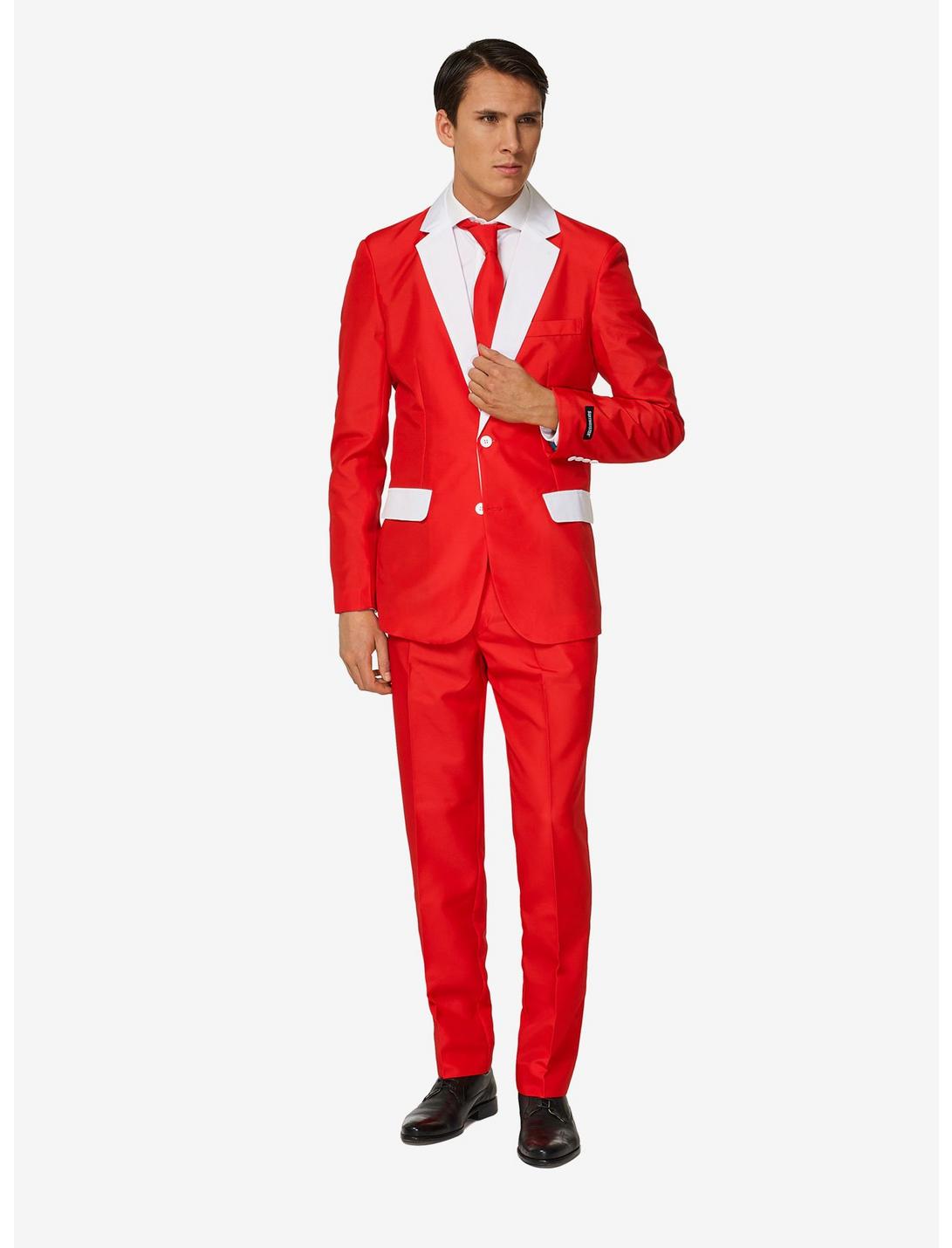 Suitmeister Men's Santa Outfit Christmas Suit, RED  WHITE, hi-res