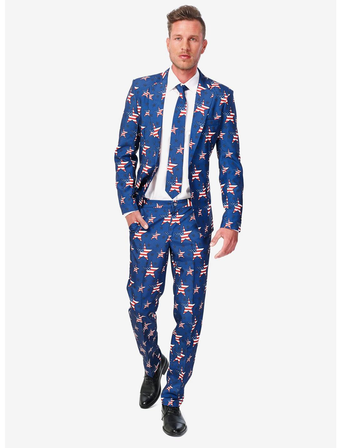 Suitmeister Men's USA Stars And Stripes Americana Suit, BLUE, hi-res