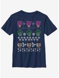 Marvel Avengers Christmas Pattern Youth T-Shirt, NAVY, hi-res
