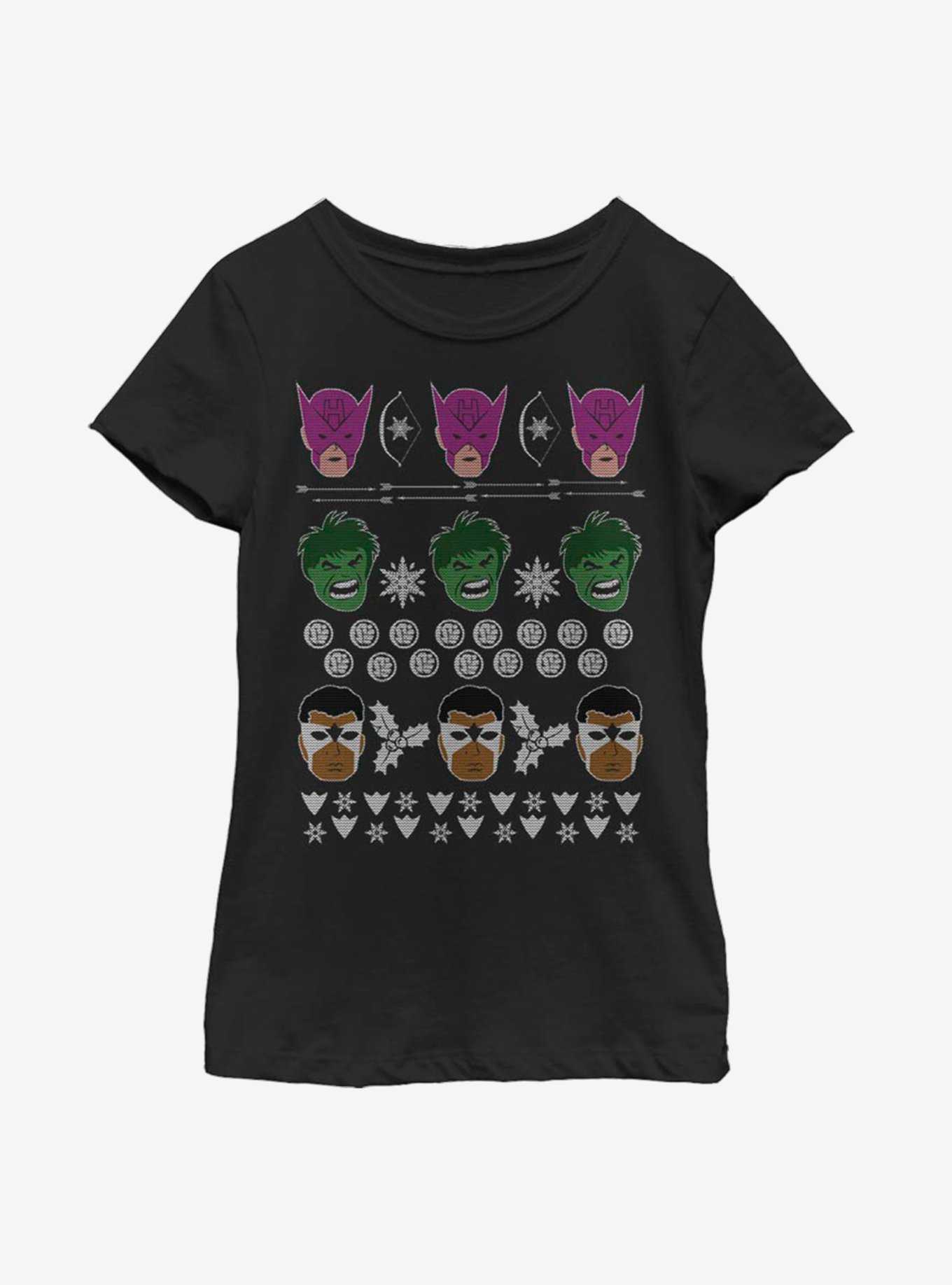 Marvel Avengers Christmas Pattern Youth Girls T-Shirt, , hi-res