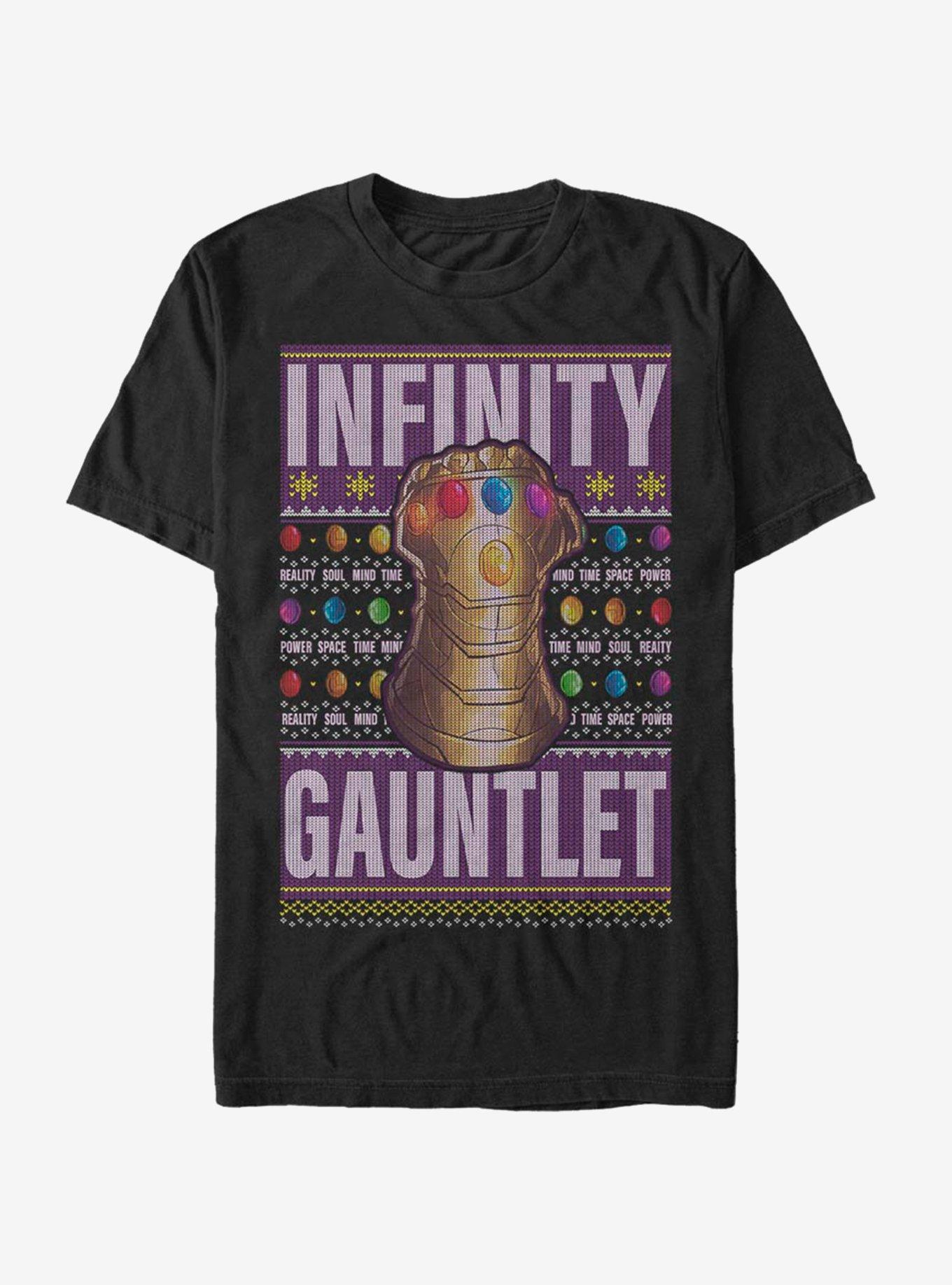 Marvel Avengers Gauntlet Christmas Pattern T-Shirt, BLACK, hi-res