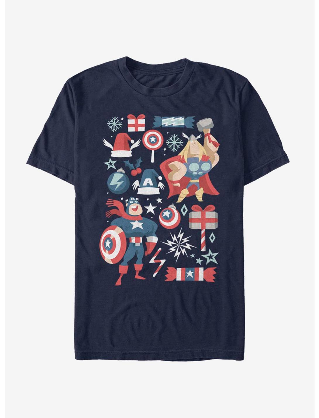 Plus Size Marvel Avengers Holiday Mashup T-Shirt, NAVY, hi-res
