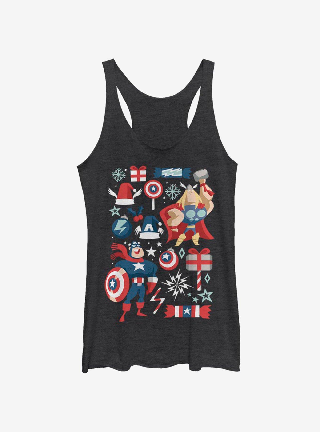 Marvel Avengers Holiday Mashup Womens Tank Top, BLK HTR, hi-res