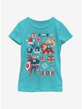 Marvel Avengers Holiday Mashup Youth Girls T-Shirt, TAHI BLUE, hi-res