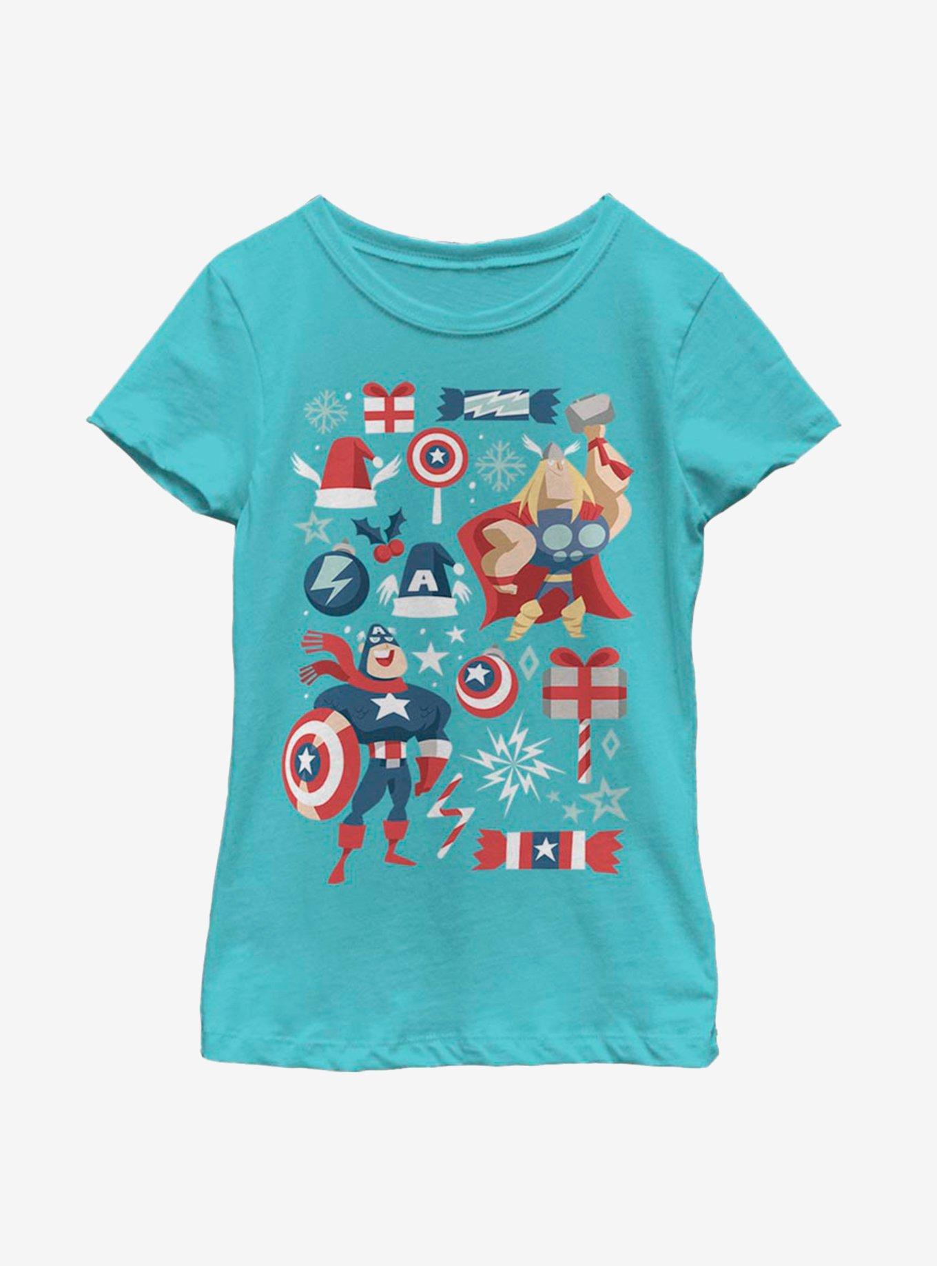 Marvel Avengers Holiday Mashup Youth Girls T-Shirt, , hi-res