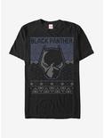Marvel Black Panther Mask Icon Christmas Pattern T-Shirt, BLACK, hi-res
