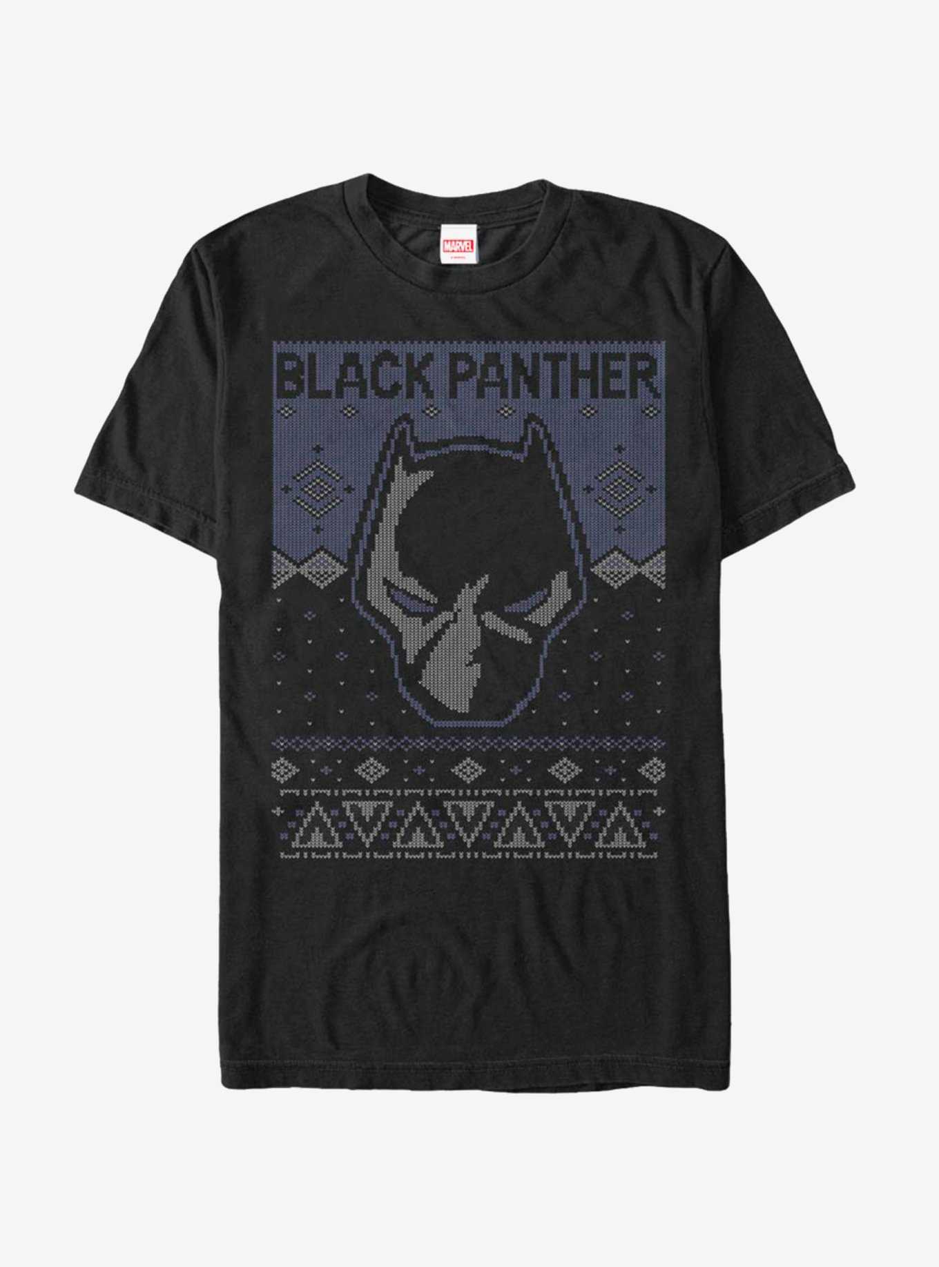 Marvel Black Panther Mask Icon Christmas Pattern T-Shirt, , hi-res