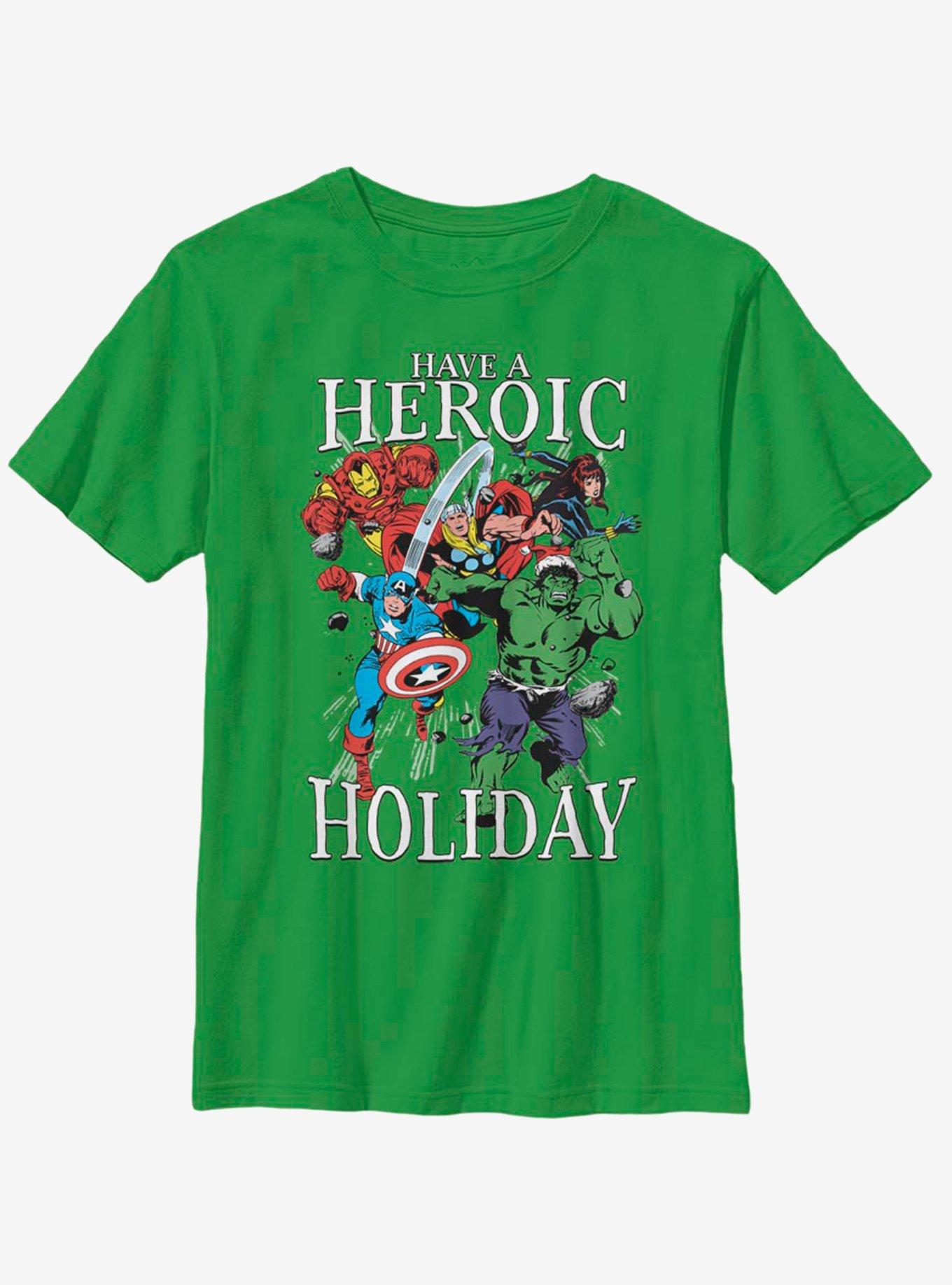 Marvel Avengers Heroic Family Holiday Youth T-Shirt, , hi-res