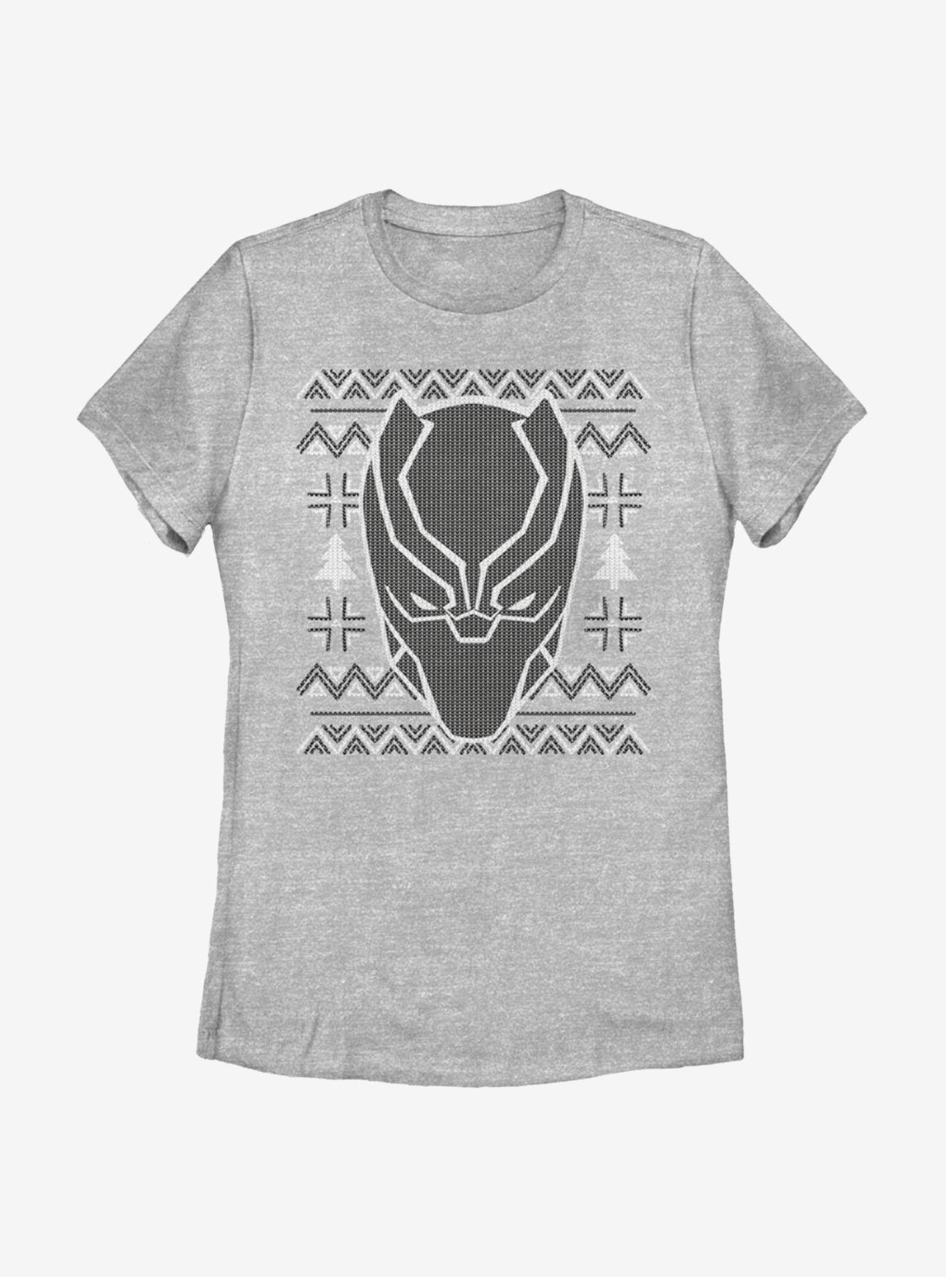 Marvel Black Panther Mask Icon Christmas Pattern Womens T-Shirt, , hi-res