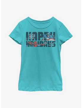 Marvel Avengers Happiest Of Holidays Youth Girls T-Shirt, , hi-res