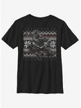 Marvel Black Panther T-Challa Christmas Pattern Youth T-Shirt, BLACK, hi-res