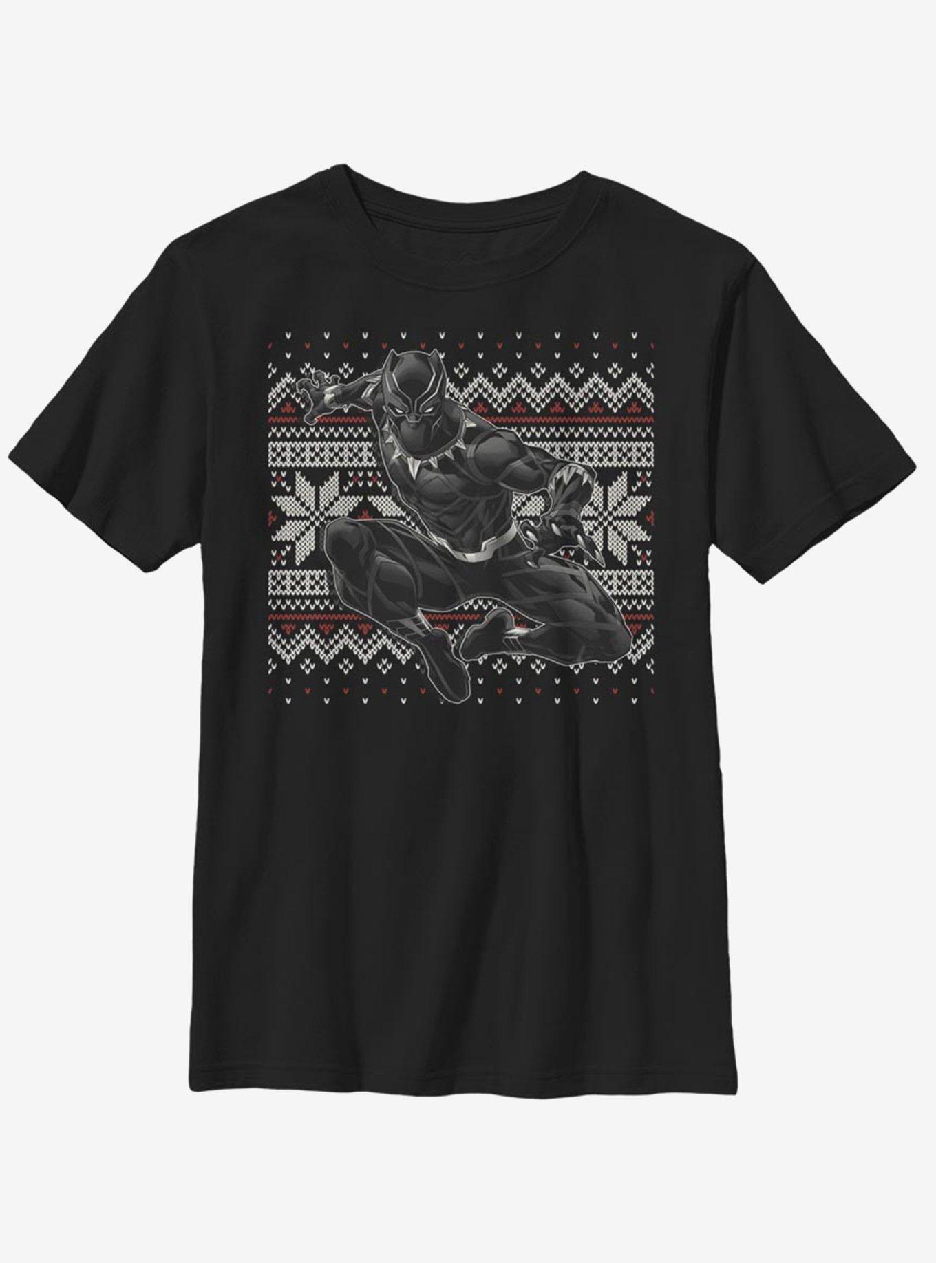 Marvel Black Panther T-Challa Christmas Pattern Youth T-Shirt, , hi-res
